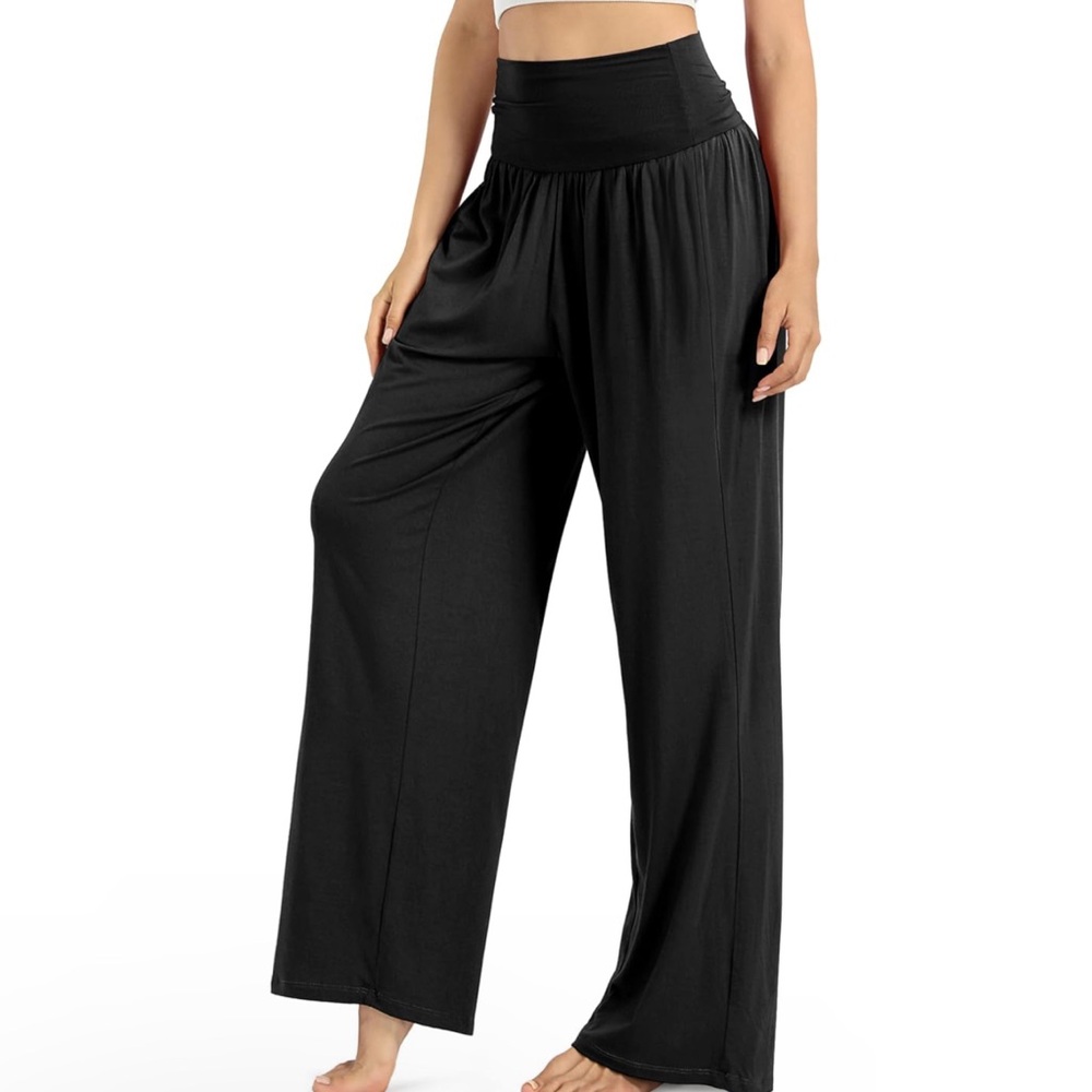 Black Wide Leg Palazzo High Waisted Casual Pants Size 2XL Plus